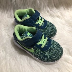 Blue and lime green Nike